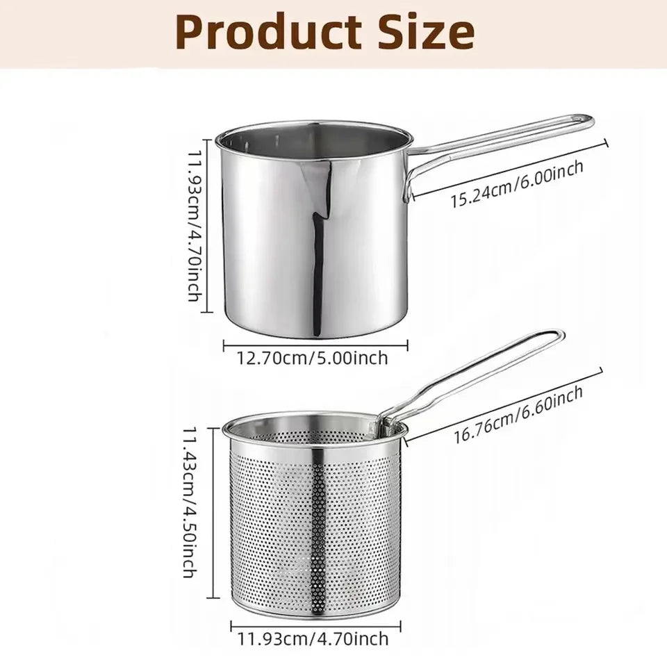 Friteuse en Acier Inoxydable 1.2L-2en1