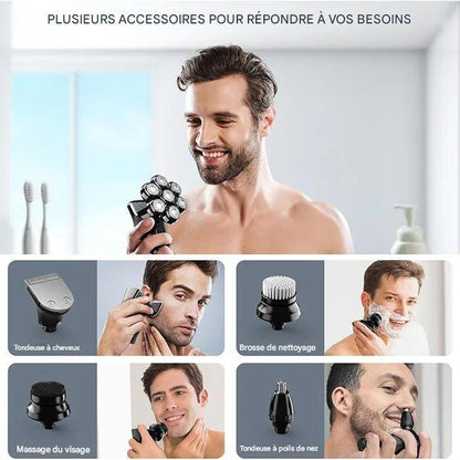 Tondeuse Crâne 7D – Kit de Rasage 5-en-1