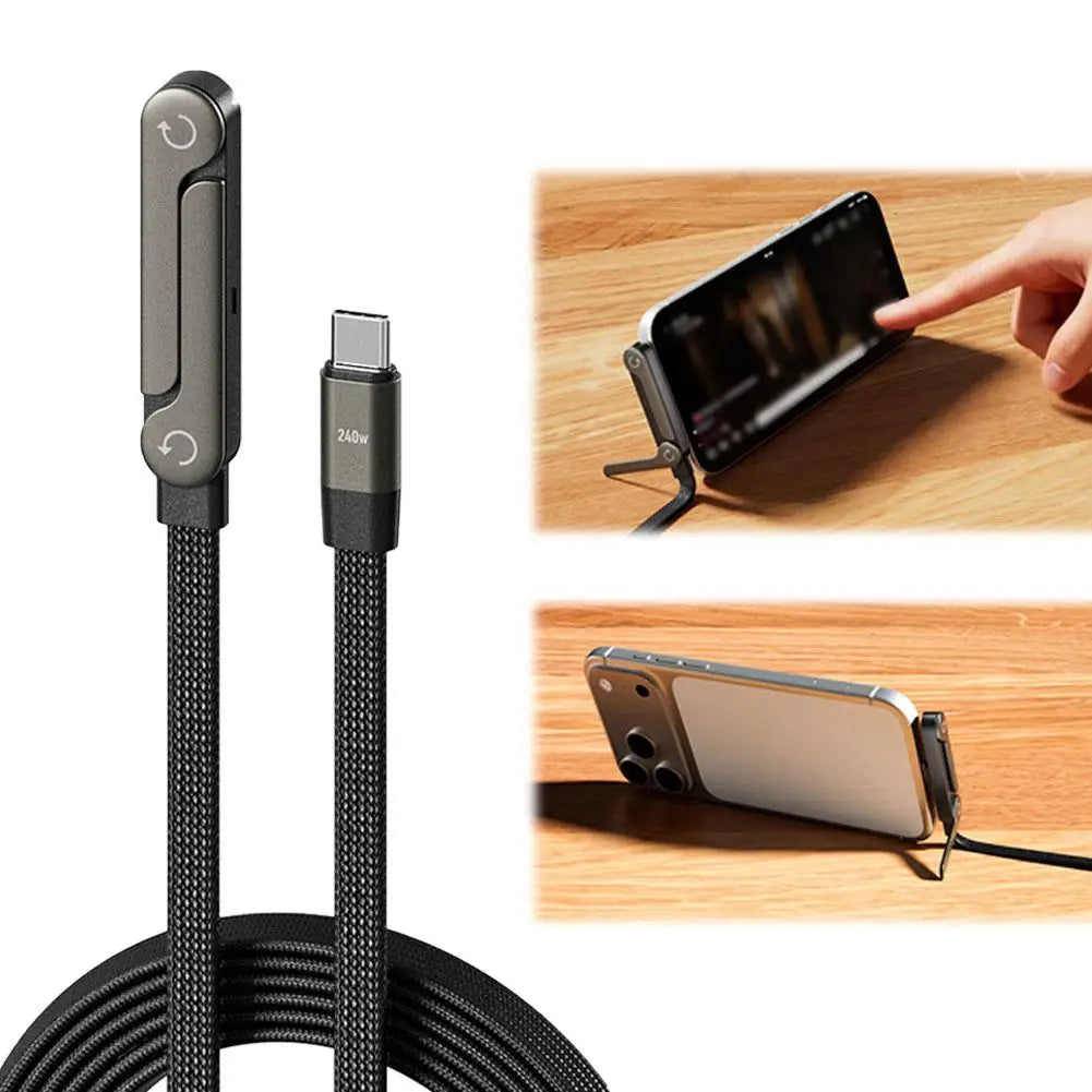 Câble de Charge Rapide 240W avec Support Téléphone Intégré