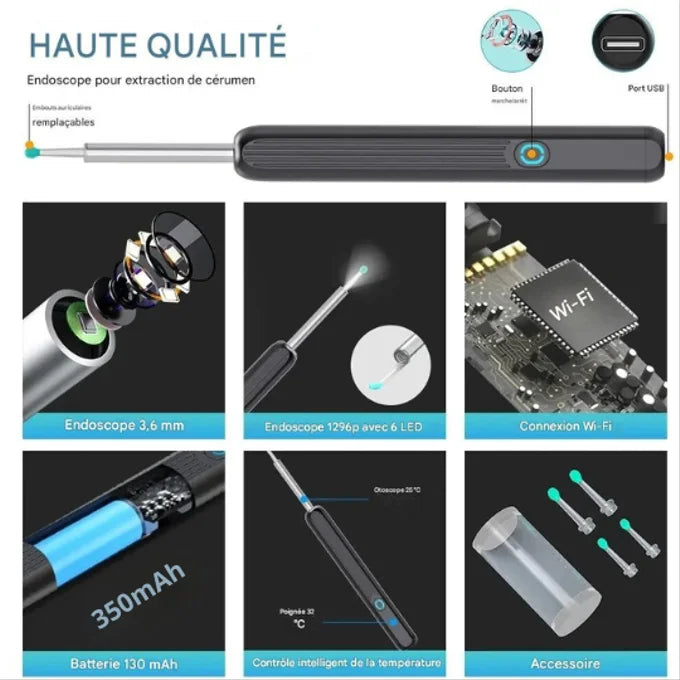 Nettoyeur d’Oreilles avec Caméra HD