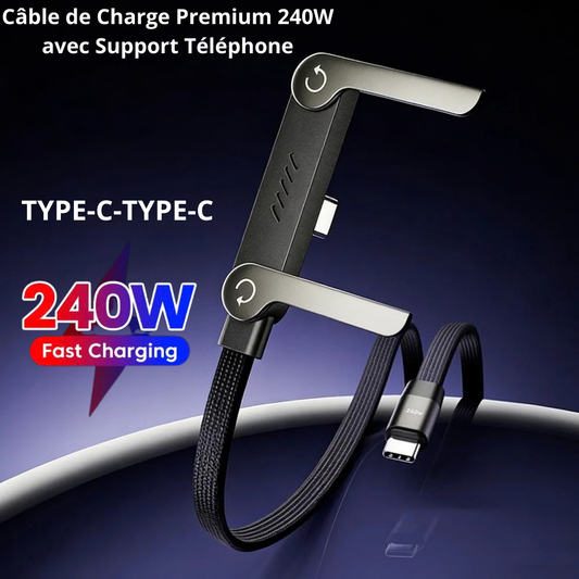 Câble de Charge Rapide 240W avec Support Téléphone Intégré