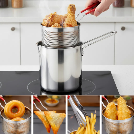 Friteuse en Acier Inoxydable 1.2L-2en1