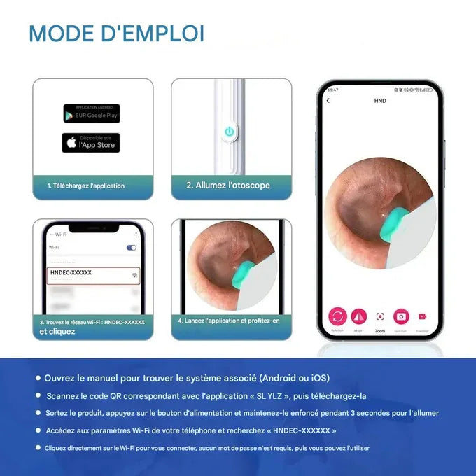 Nettoyeur d’Oreilles avec Caméra HD